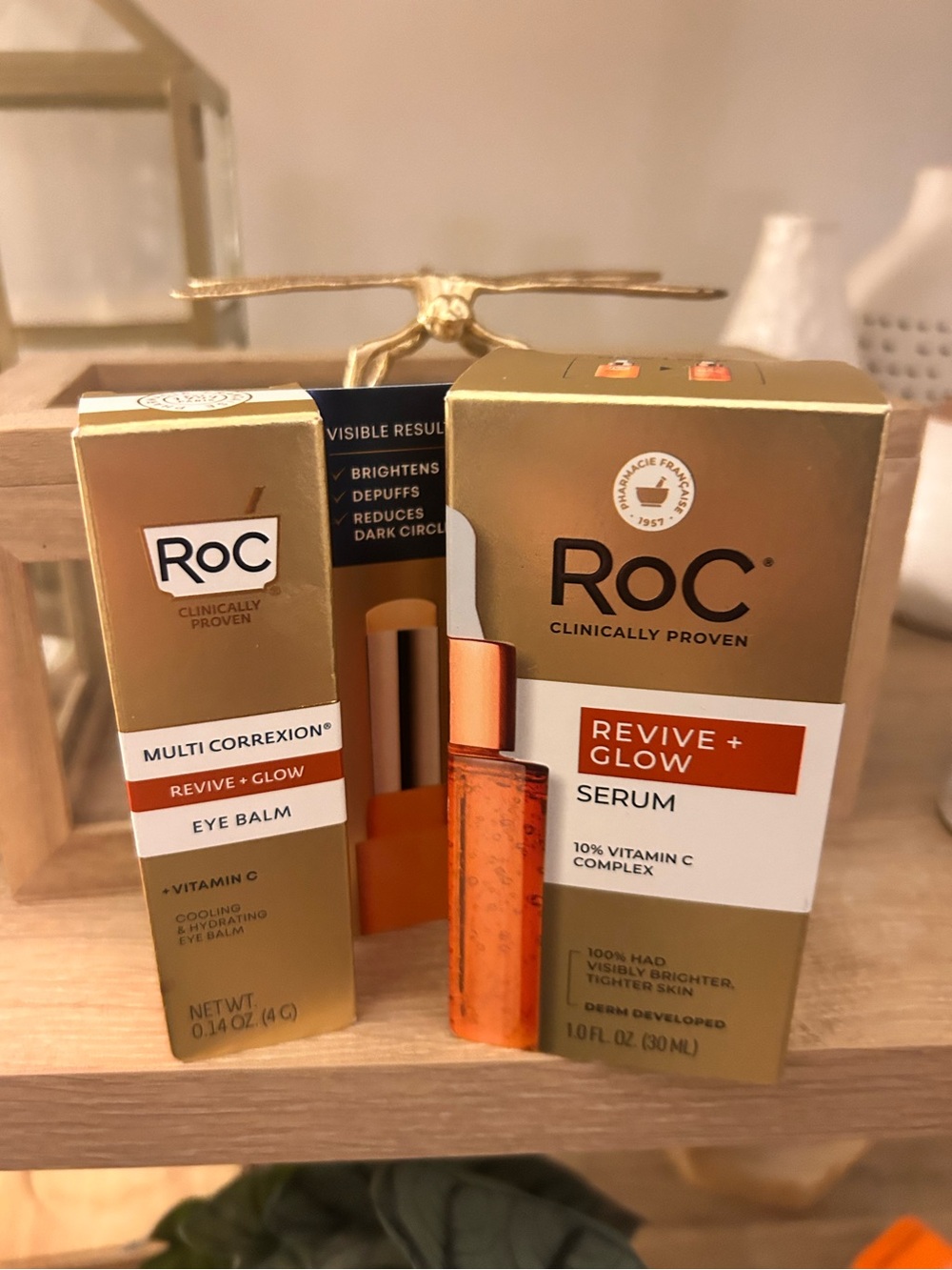 RoC Revive + Glow Bundle Vitamin C Serum 1oz & Eye Balm 0.14oz NIB